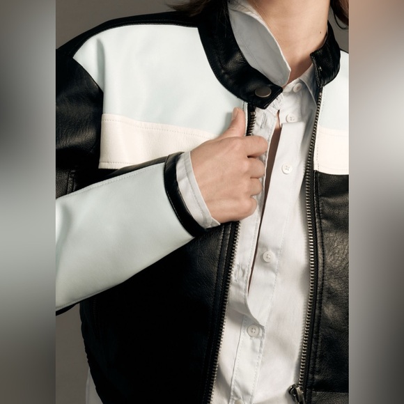 Maeve Cropped Colorblock Biker Jacket - Picture 5 of 6
